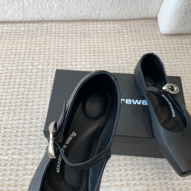 SQUARE-TOE MARY JANE IN BLACK LAMBSKIN