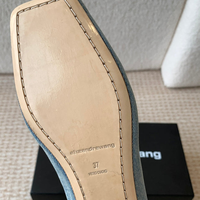 SQUARE-TOE MARY JANE IN LIGHT BLUE DENIM FABRIC