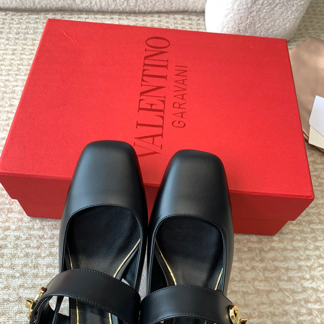 VLOGO LOCKER MARY-JANE SLINGBACK PUMPS IN BLACK CALFSKIN 65 MM