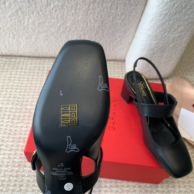 VLOGO LOCKER MARY-JANE SLINGBACK PUMPS IN BLACK CALFSKIN 65 MM