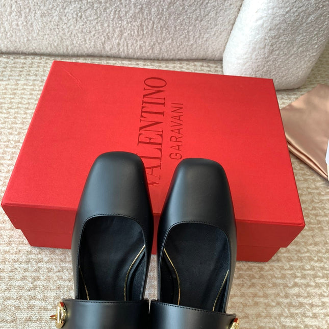 VLOGO LOCKER MARY-JANE BALLERINA IN BLACK CALFSKIN