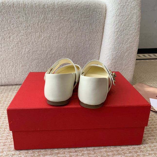 VLOGO LOCKER MARY-JANE BALLERINA IN WHITE CALFSKIN