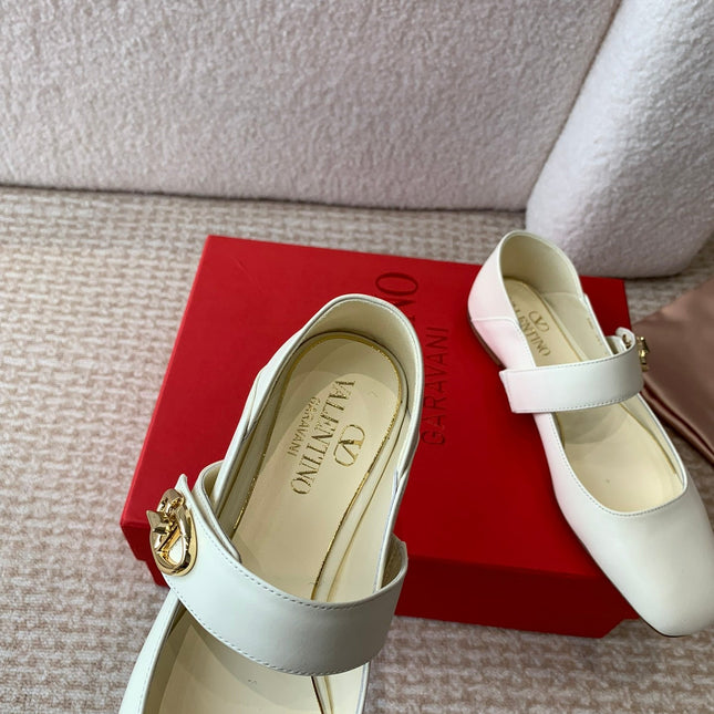 VLOGO LOCKER MARY-JANE BALLERINA IN WHITE CALFSKIN