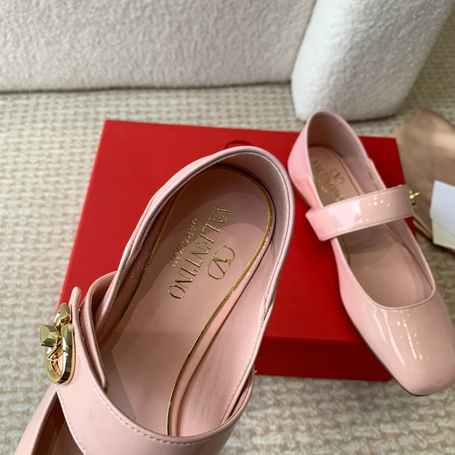 VLOGO LOCKER MARY-JANE BALLERINA IN LIGHT PINK CALFSKIN
