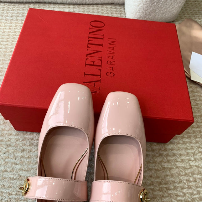 VLOGO LOCKER MARY-JANE BALLERINA IN LIGHT PINK CALFSKIN