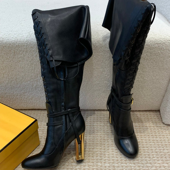 FE FEEL SANDALS IN BROWN AND BLACK FABRIC