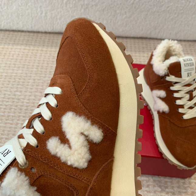 VIV' RUN SNEAKER IN BROWN SUEDE AND SHEARLING