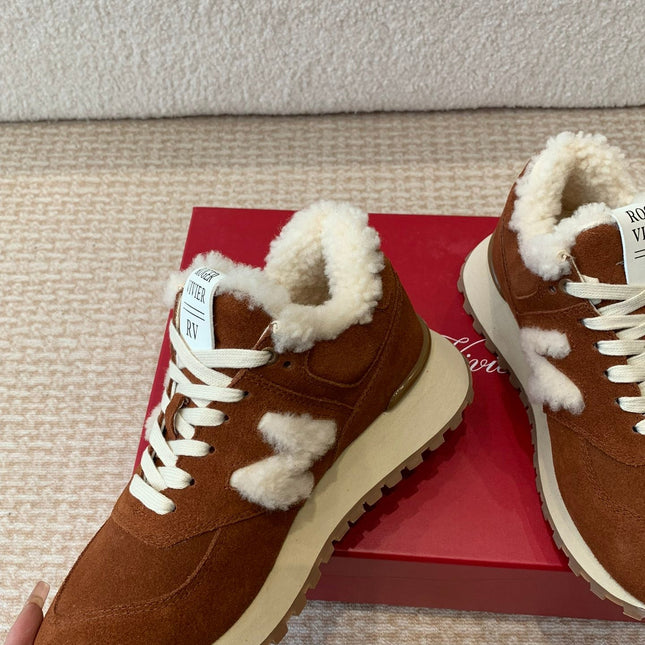 VIV' RUN SNEAKER IN BROWN SUEDE AND SHEARLING
