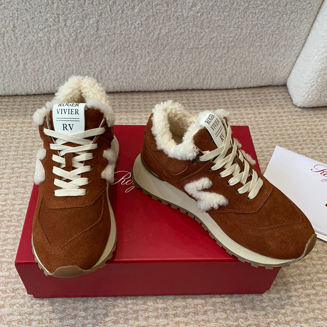 VIV' RUN SNEAKER IN BROWN SUEDE AND SHEARLING