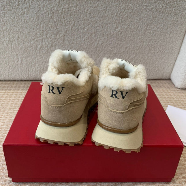 VIV' RUN SNEAKER IN LIGHT BROWN SUEDE AND SHEARLING