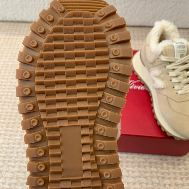 VIV' RUN SNEAKER IN LIGHT BROWN SUEDE AND SHEARLING