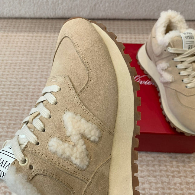 VIV' RUN SNEAKER IN LIGHT BROWN SUEDE AND SHEARLING
