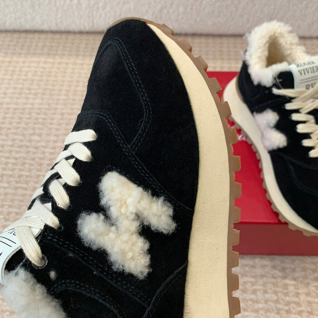 VIV' RUN SNEAKER IN BLACK SUEDE AND SHEARLING