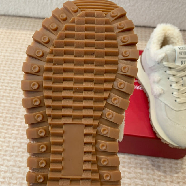 VIV' RUN SNEAKER IN BEIGE SUEDE AND SHEARLING