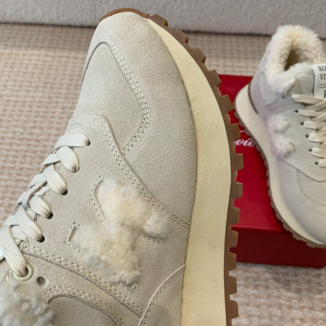 VIV' RUN SNEAKER IN BEIGE SUEDE AND SHEARLING