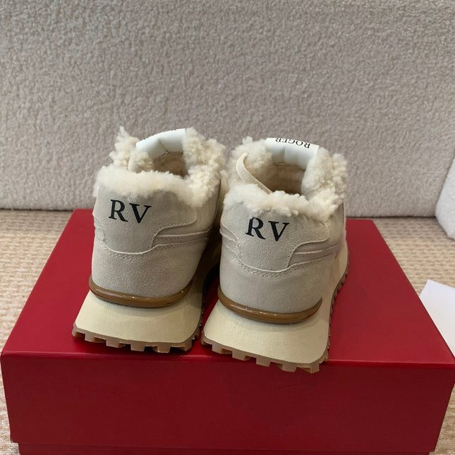 VIV' RUN SNEAKER IN BEIGE SUEDE AND SHEARLING