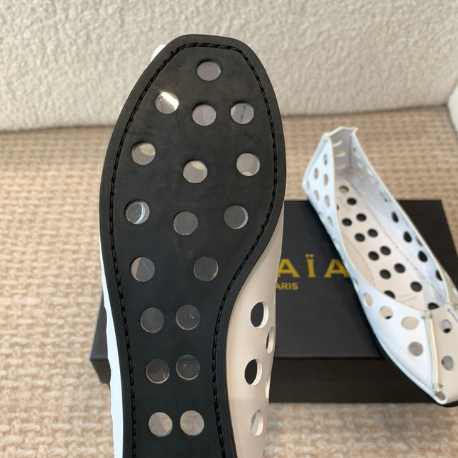 PERFO BALLET FLATS IN WHITE CALFSKIN