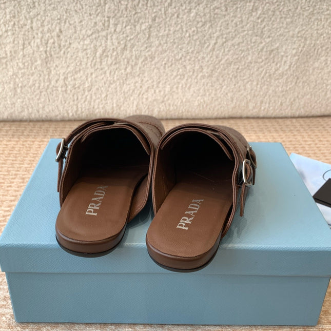 DOUBLE MONK MULES IN DARK BROWN CALFSKIN