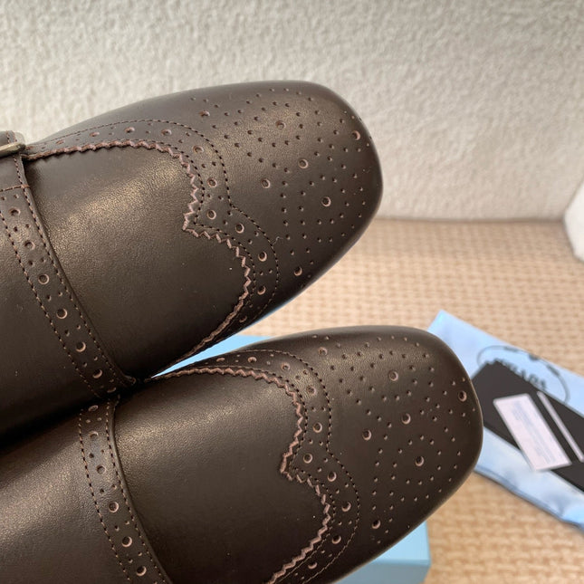 DOUBLE MONK MULES IN WALNUT BROWN CALFSKIN