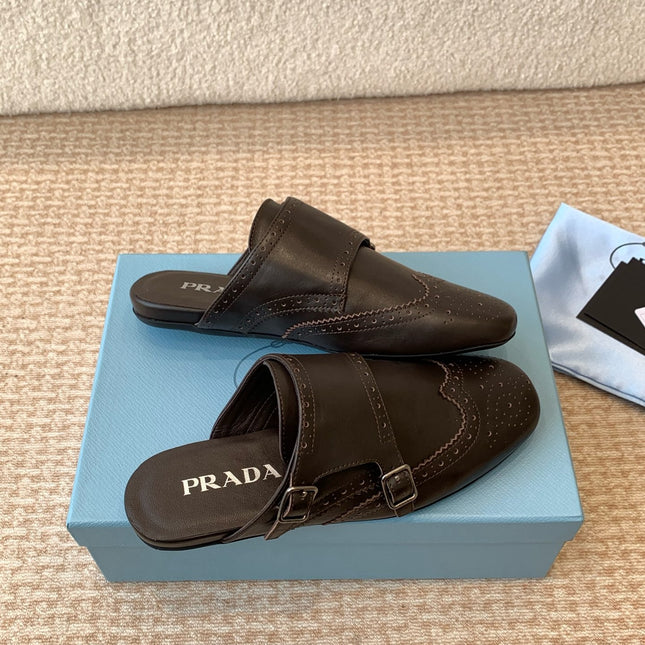 DOUBLE MONK MULES IN WALNUT BROWN CALFSKIN