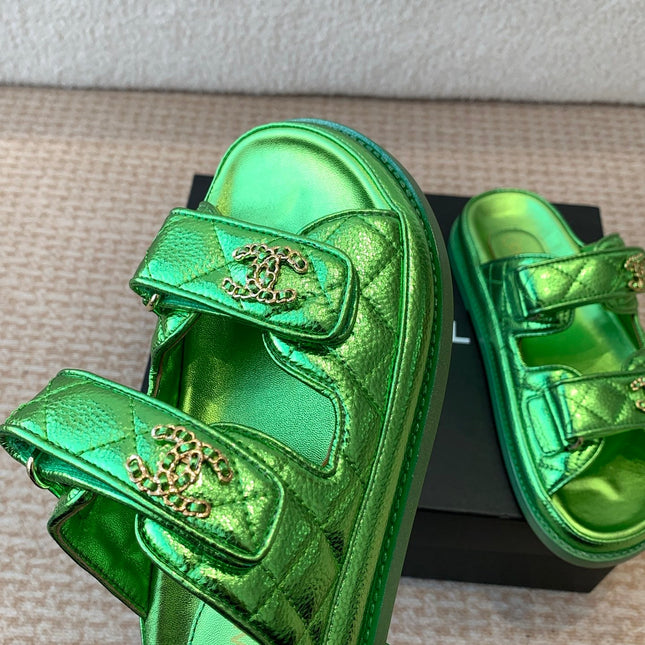 DAD SANDAL IN EMERALD GREEN SHEEPSKIN MULE