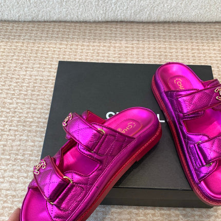 DAD SANDAL IN MAGENTA PURPLE SHEEPSKIN MULE