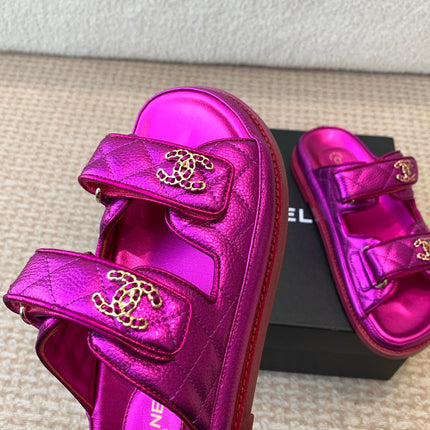 DAD SANDAL IN MAGENTA PURPLE SHEEPSKIN MULE