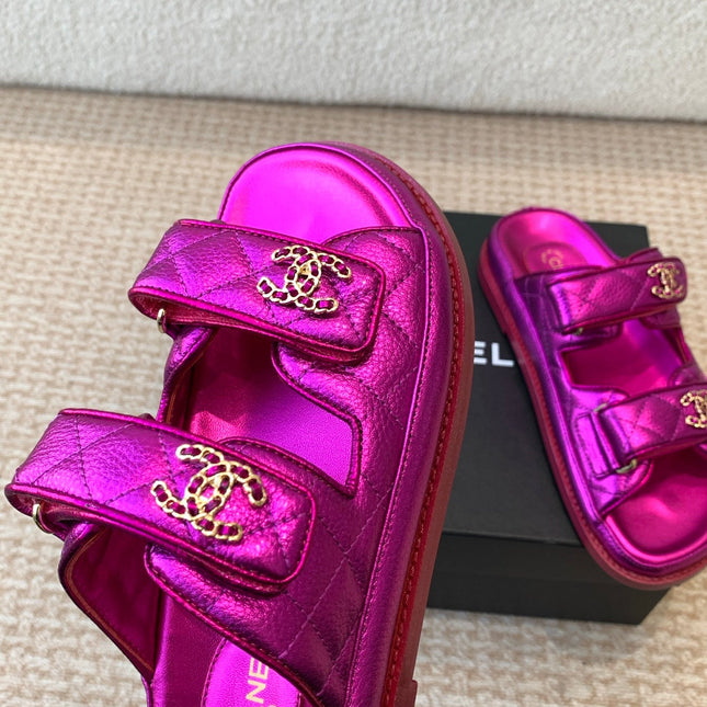 DAD SANDAL IN MAGENTA PURPLE SHEEPSKIN MULE