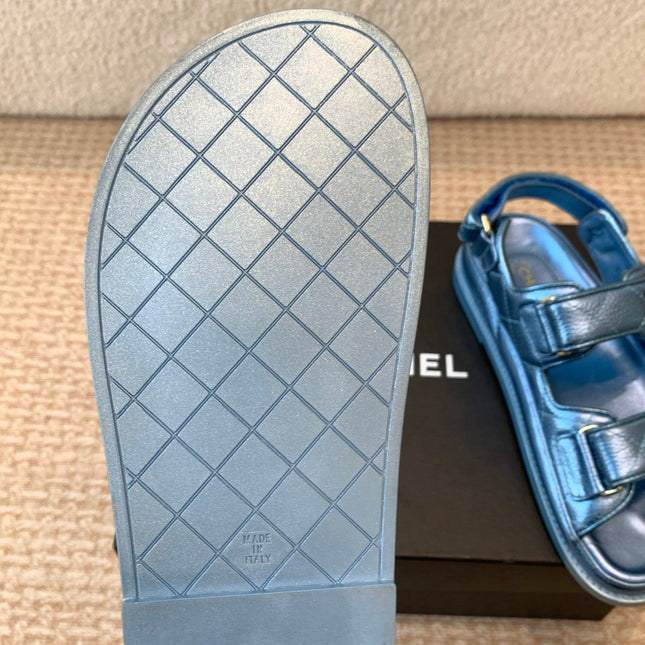 DAD SANDAL IN TEAL BLUE SHEEPSKIN