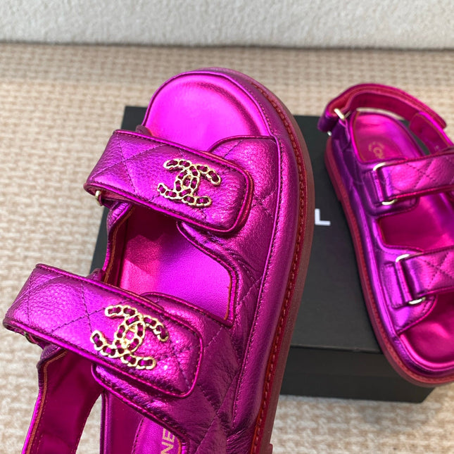 DAD SANDAL IN MAGENTA PURPLE SHEEPSKIN