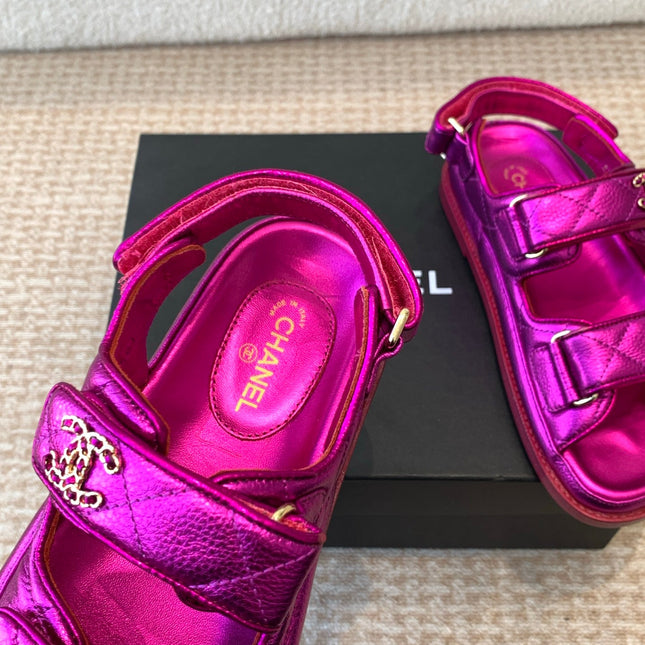 DAD SANDAL IN MAGENTA PURPLE SHEEPSKIN