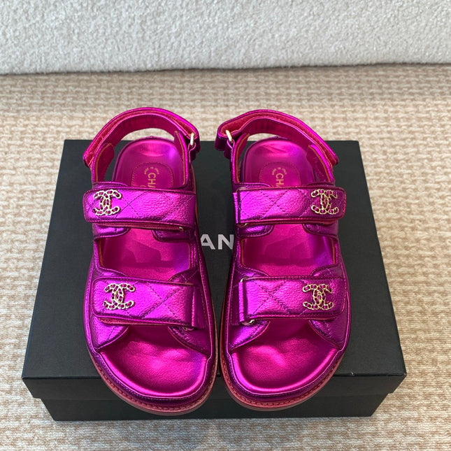 DAD SANDAL IN MAGENTA PURPLE SHEEPSKIN