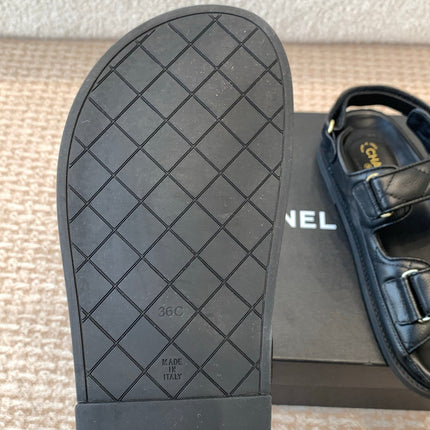 DAD SANDAL IN BLACK SHEEPSKIN