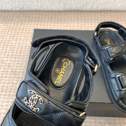 DAD SANDAL IN BLACK SHEEPSKIN