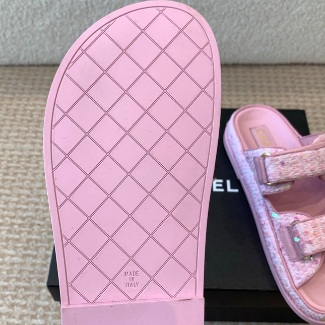 DAD SANDAL IN BRIGHT PINK FABRIC WITH SEQUINS MULE