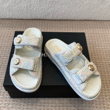 DAD SANDAL IN WHITE FABRIC WITH SEQUINS MULE