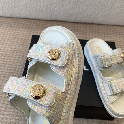 DAD SANDAL IN WHITE FABRIC WITH SEQUINS MULE