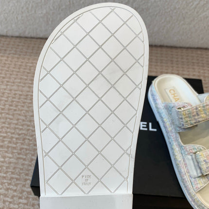 DAD SANDAL IN WHITE FABRIC WITH SEQUINS MULE