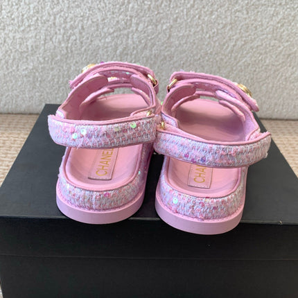 DAD SANDAL IN BRIGHT PINK FABRIC WITH SEQUINS