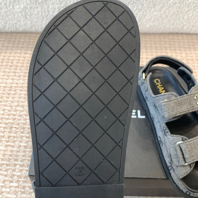 DAD SANDAL IN BLACK DENIM FABRIC