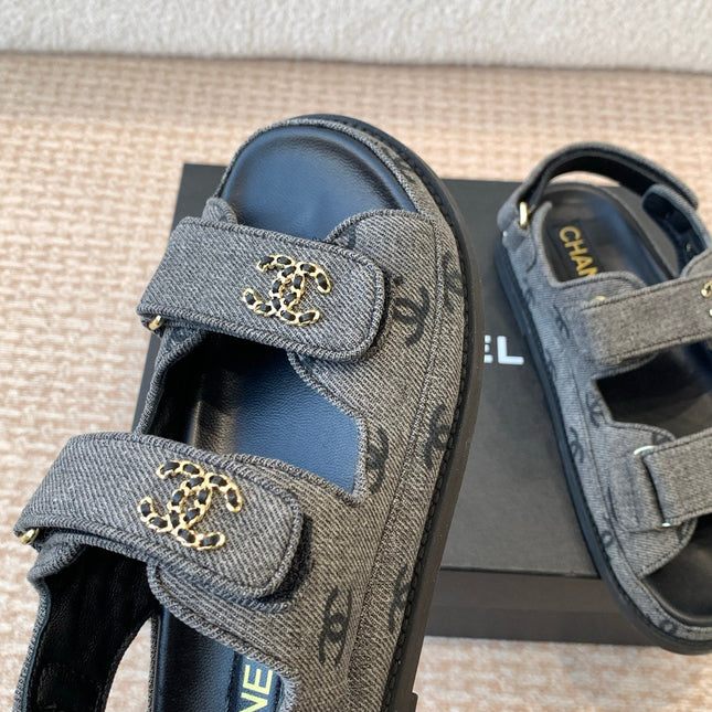 DAD SANDAL IN BLACK DENIM FABRIC