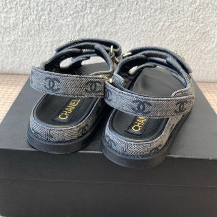 DAD SANDAL IN BLACK DENIM FABRIC