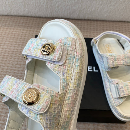 DAD SANDAL IN WHITE MIX COLORFUL FABRIC