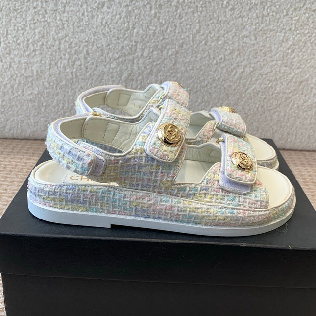 DAD SANDAL IN WHITE MIX COLORFUL FABRIC