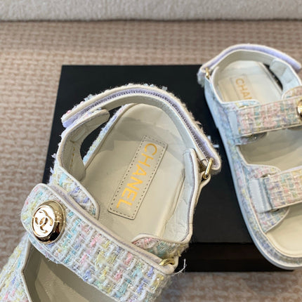 DAD SANDAL IN WHITE MIX COLORFUL FABRIC