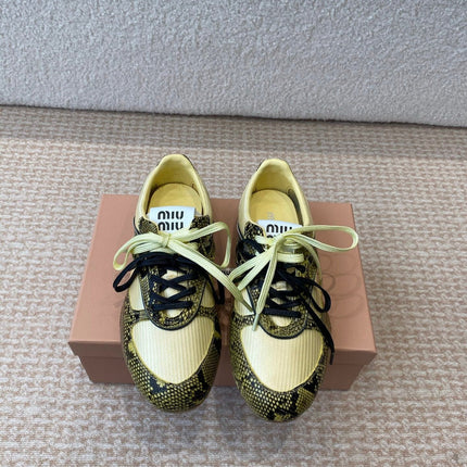 GYMNASIUM SNEAKER IN YELLOW FABRIC SNAKE EFFECT CALFSKIN