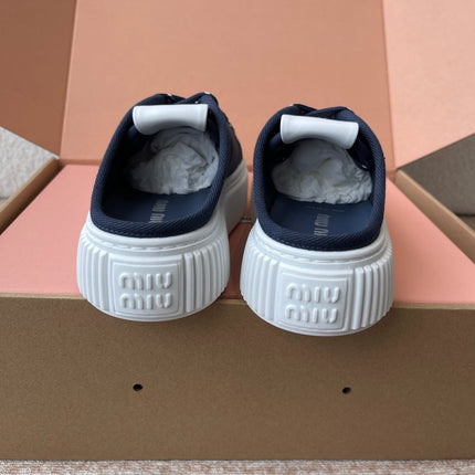 WASH SNEAKER MULES IN DARK NAVY DENIM