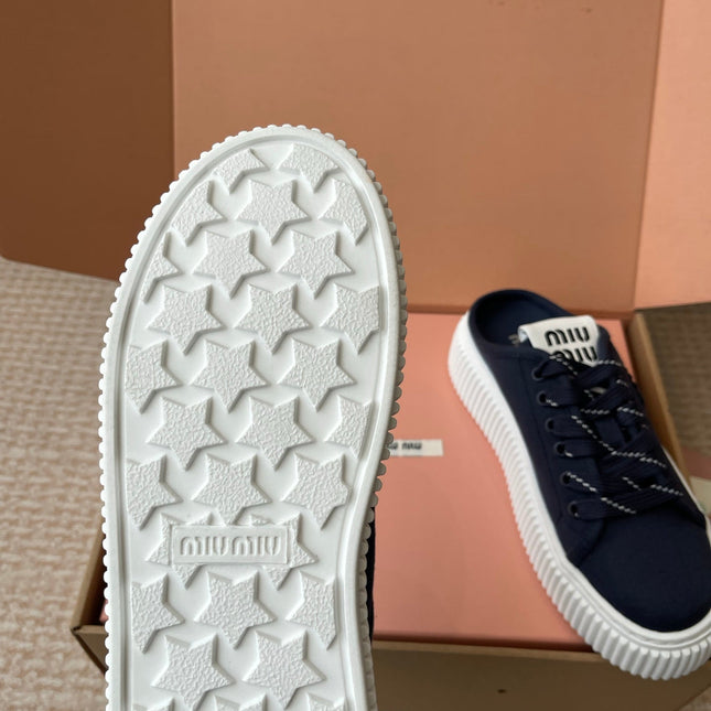 WASH SNEAKER MULES IN DARK NAVY DENIM