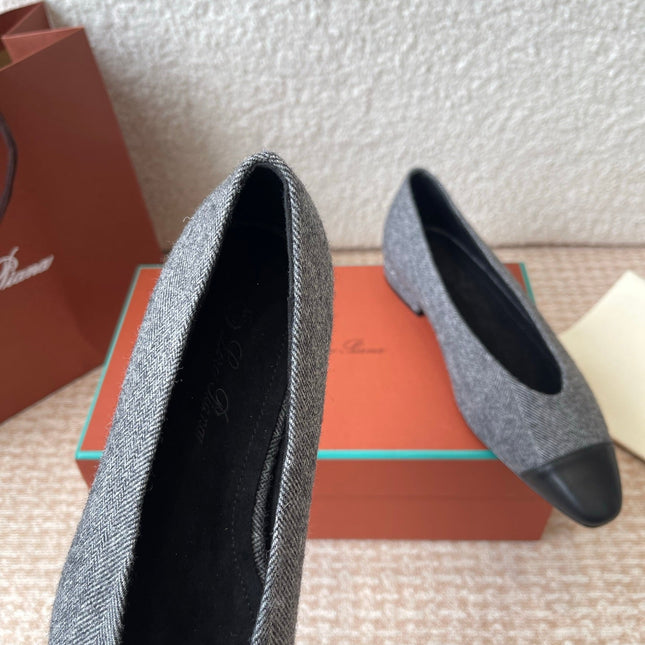 BALLET IN GREY TWEED MIX BLACK LAMBSKIN