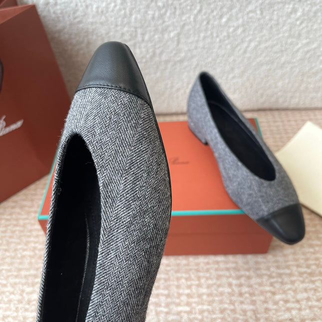 BALLET IN GREY TWEED MIX BLACK LAMBSKIN